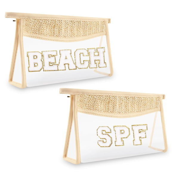 Bolsa de maquillaje Iqimott Boho Patch transparente impermeable para mujer