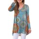 thumbnail image 5 of Top De Manga Larga, Camiseta Femenina Estampado Floral Lavable A Máquina Cómodo Transpirable Para La Oficina Para El Hogar Fyydes Sol Azul M, 5 of 5