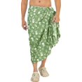 thumbnail image 4 of LA LEELA Men's Pareo Cotton Linen Effect Halloween Costumes Scary Pumpkin Swimwear Cover Up Beach Wrap Summer Sarong One Size Cotton Linen Effect Bones, Skull Green, 4 of 5