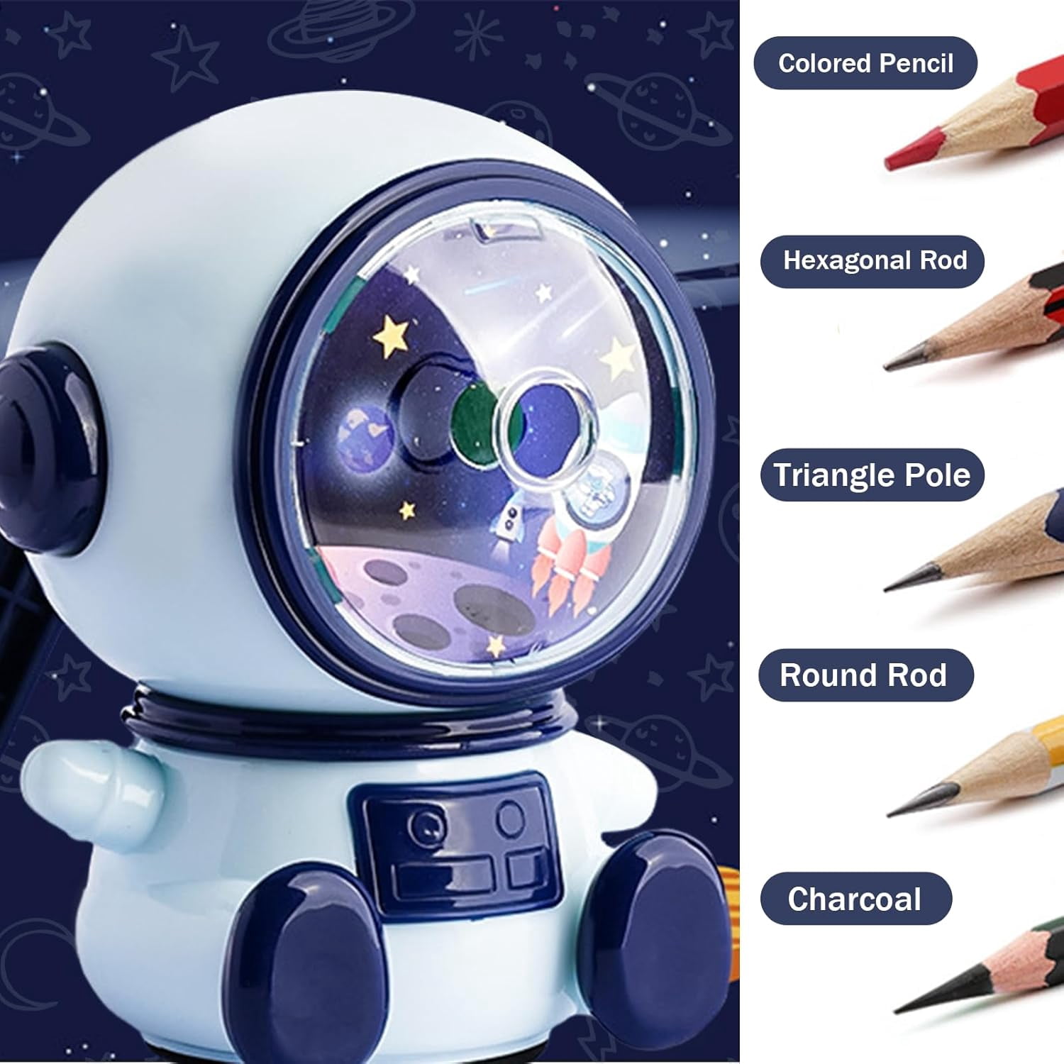 Manual Pencil Sharpener with Handle, 3 Speed Adjustable Portable Pencil Cutter with Storage Container