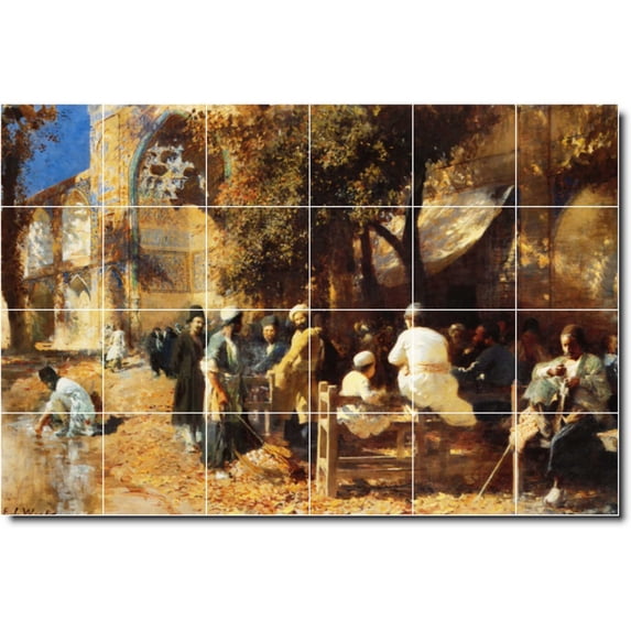Ceramic Tile Mural-Edwin Weeks Historical Shower Tile Mural 3. 25.5" w x 17" h using (24) 4.25 x 4.25 ceramic tiles