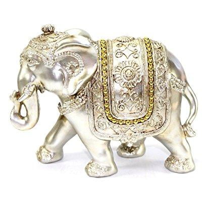 - feng shui light gold color 7 elegant elephant trunk statue wealth lucky figurine home decor birthday housewarming congratulatory blessing gift