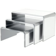 Plymor Mirrored Acrylic Rectangular Display Risers, 4" Deep Assortment Pack, Set of 3 (1/4" Thick)