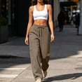 thumbnail image 3 of Ozmmyan Plus Size Womens Cargo Sweatpants Drawstring Elastic Waist Wide Leg Loose Fit Casual Lounge Pants with Side Flap Pockets for Daily Wear, 3 of 8