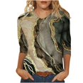 thumbnail image 2 of ICHUANYI Clearance Women's Fashion Printed Mid-length 3/4 Sleeves V-Neck Casual Tops T-shirt(Khaki, XXL) ICHUANYI WER2023081011343, 2 of 5