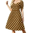 thumbnail image 3 of Chocolate Brown with White Polka Dots Dress Bride dresses women long dresses summer women's dress 2024, 3 of 7