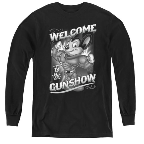 Mighty Mouse Mighty Gunshow Youth Long Sleeve T-Shirt Black