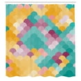 thumbnail image 2 of Ambesonne Abstract Shower Curtain, Colorful Retro Waves Print, 69"Wx70"L, Mustard Turquoise, 2 of 4