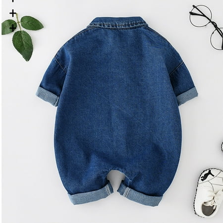 

Gubotare Baby Bodysuit Sets Newborn Infant Baby Boy Girl Romper Plain Bodysuit Backless Strap Clothes Dark Blue 12-18 Months