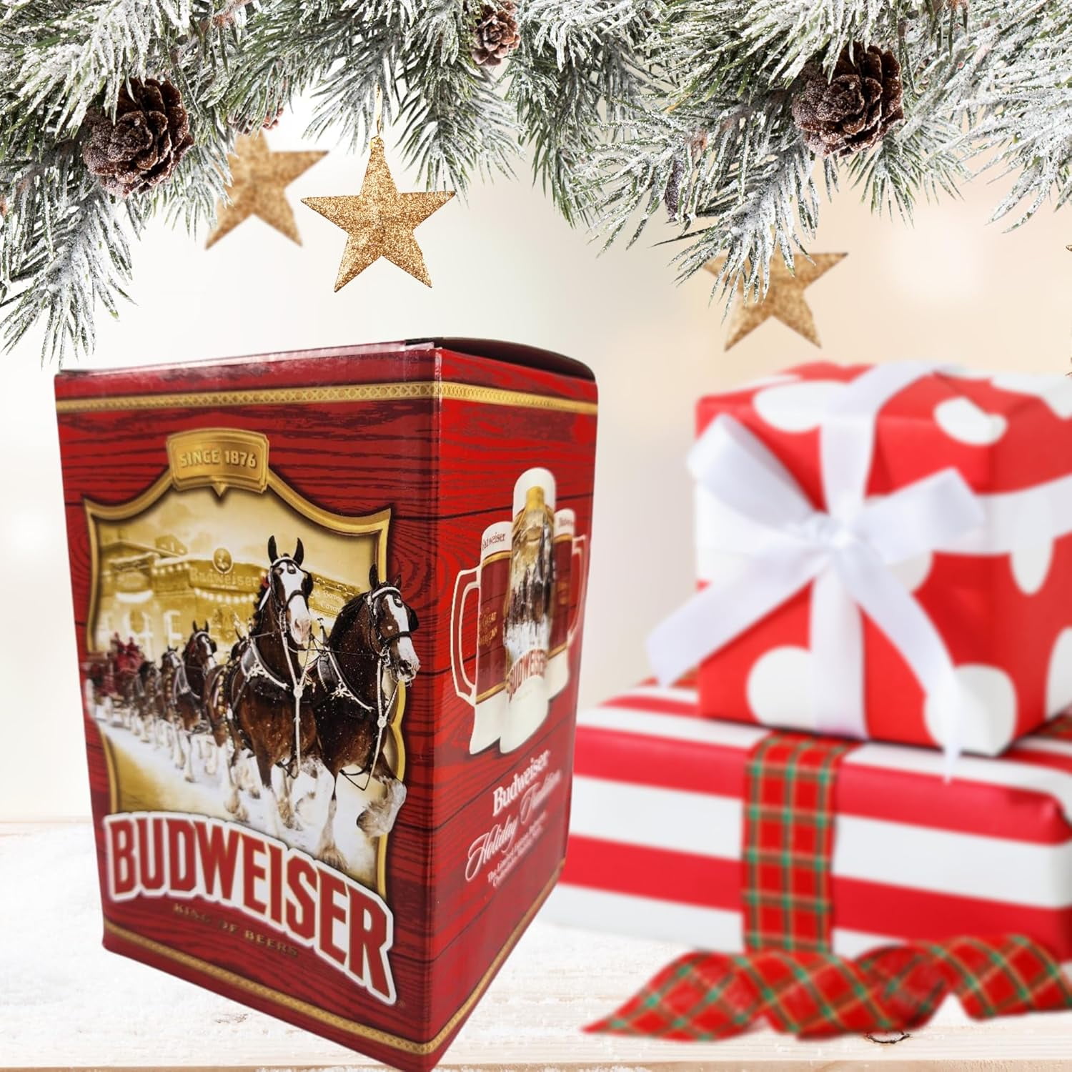 新品バドワイザー ステンドグラスBudweiserクリスマスbグラスマスターズ社 新品バドワイザー ステンドグラスBudweiserクリスマスbグラス