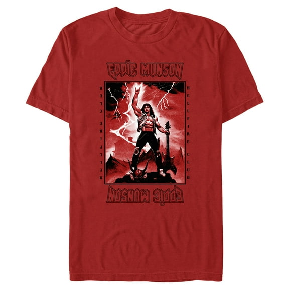 Netflix Men's Stranger Things White Hellfire Club Rockstar Eddie Munson Graphic T-Shirt