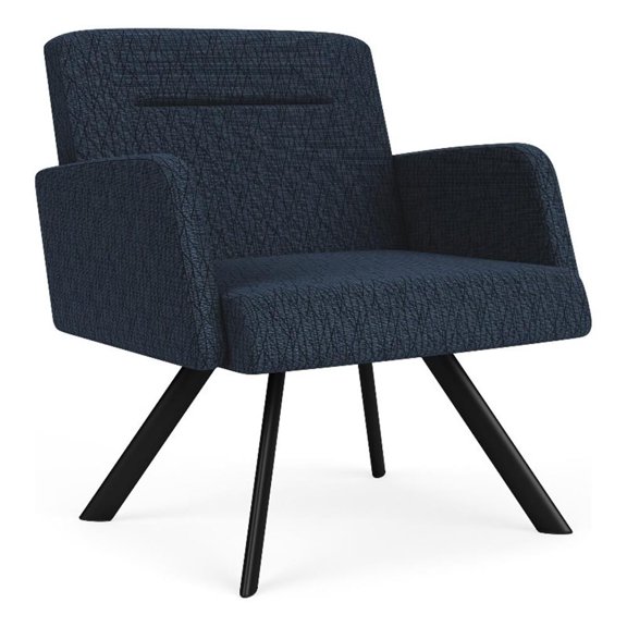 Willow Lounge Lobby Reception Waiting Bariatric Chair / Black Steel / Blue