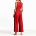 thumbnail image 3 of Kixjoy Womens Jumpsuits Dressy Sleeveless Beach V Neck Jumpsuits Dressy Lounge Cozy Rompers Basic Fashion Holiday Wide Leg Pants with Pockets, Red L, 3 of 3