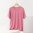 thumbnail image 2 of HADST Plus Size Womens T-Shirts Solid Color Short Sleeve Fashion Summer Crew Neck Loose Blouses Top XL-5XL, 2 of 6