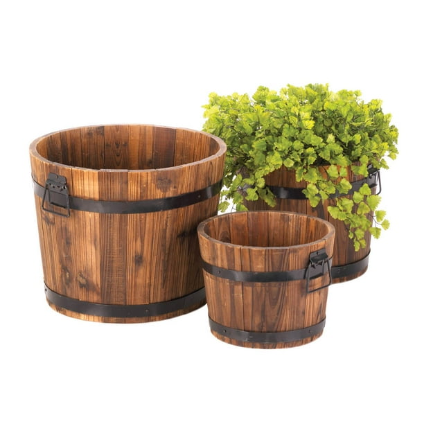 barrel planters, garden flower outdoor planters large for