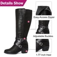 thumbnail image 4 of Love Steetly Women's Extra Wide Calf Knee High Boots, Multi Strap Buckle Western Boots, Round Toe Chunky Block Heel Side Zipper Tall Boots., 4 of 7