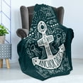 thumbnail image 4 of Anchor Soft Flannel Fleece Throw Blanket, Hand Drawn Hipster Design with an Anchor and Lettering on Grunge Background, Cozy Plush for Indoor and Outdoor Use, 50" x 60", Dark Blue White, by Ambesonne, 4 of 5