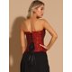 thumbnail image 4 of Corsé con Cordones para Mujer Corsé Victoriano sin Tirantes Bustier para Fiestas Halloween Carnaval  Negro rojo XS, 4 of 5