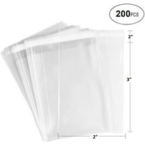 200 Pack Clear Resealable Cellophane Bags - Thick 2 MIL Glossy Self Seal Cello Bag for Gifts, Food, Soap, Candles and Bakery Goods 2" X 3" - 200 Pack