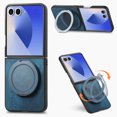 thumbnail image 2 of ELEHOLD Case for Samsung Galaxy Z Flip 7, Shockproof Leather Phone Case with Ring Stand, Raised Edge Protection and Car Mount Compatibility,Blue, 2 of 10