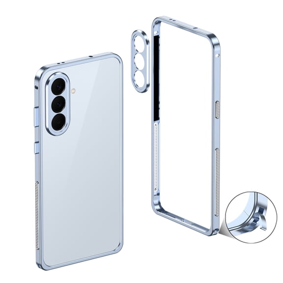 Designed for Samsung Galaxy A37 Frame Metal Bumper Frame Slim Hard Phone Case,Raised Edge Protection,No Back Heat Dissipation Design,Shockproof Anti-fall Thin Fit Phone Case,Blue