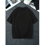 Mens Letter Graphic Tees Cotton Crew Neck T Shirts Short Sleeve T-Shirts Casual Summer Streetwear Black A M