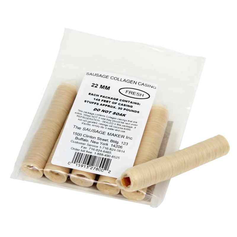 Collagen Casings Dry 19mm 50ft Lenght for stuffing 61 Lb 450 sausages 5 sticks 