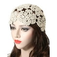 thumbnail image 2 of DLAPL Women Cotton Crochet Beanie Hat  Handmade Knit Cutout Floral Skull Cap, 2 of 6