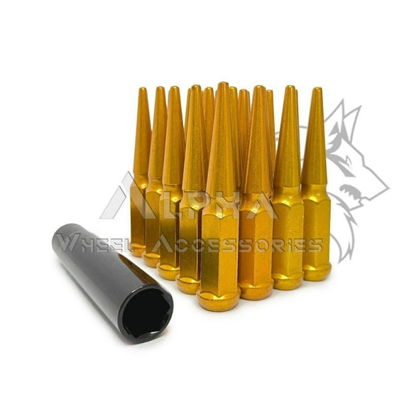 20 Gold Spike Lug Nuts 1/2"-20 For Jeep Wrangler JKU YJ TJ KK MJ JK KJ   Key