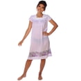 thumbnail image 2 of Women's Floral Polka Dot Cap Sleeves Embroidery Lace Nightgown , Regular Size Medium, Purple Color, 2 of 5