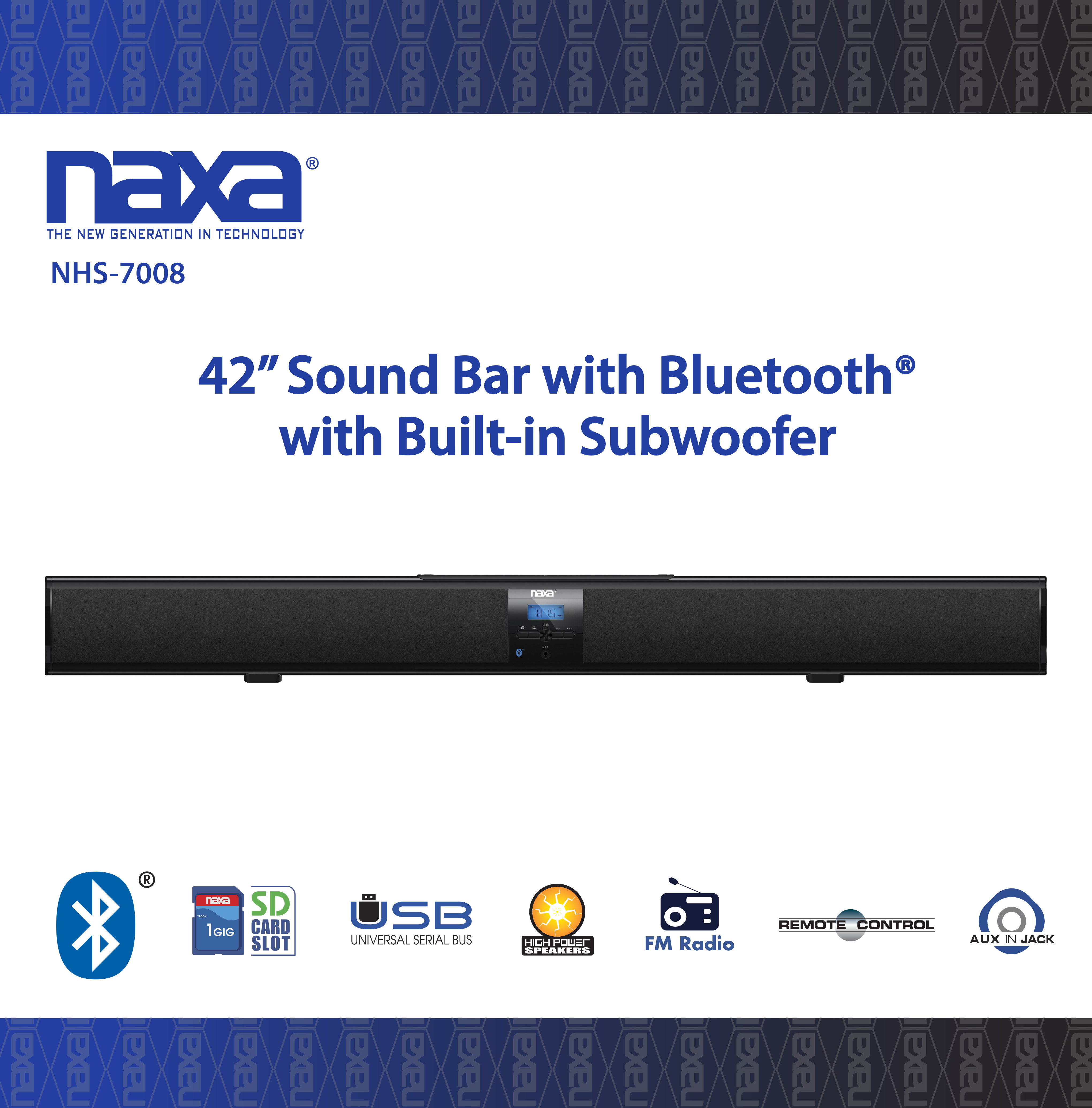 Naxa Electronics NHS-7008 42-Inch Wireless Sound Bar with Bluetooth and Built-in Subwoofer - image 4 of 5