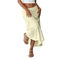 thumbnail image 3 of Women's Solid Color Midi Skirt, High Waist A-Line Casual Skirt, Versatile Basic Skirt for Office, Daily Wear and Spring Outfits,Yellow,M, 3 of 6