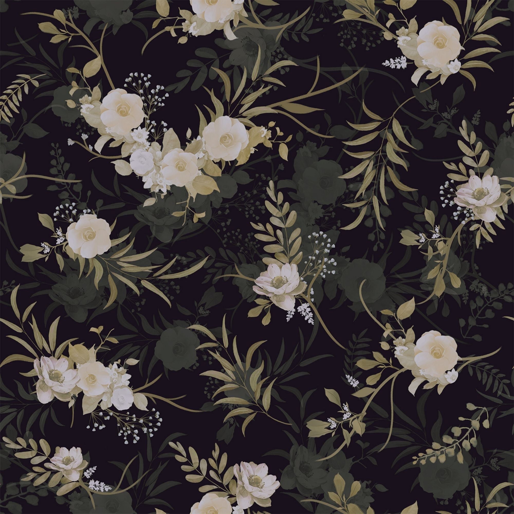 (3 pack) Abyssaly Peel and Stick Wallpaper 17.3"x 118" Black Green Floral Wallpaper Vinyl Removable Self-Adhesive Contact Paper for Home Decor Kitchen Bedroom Closets