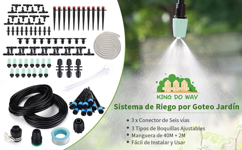 king do way 40M Garten Bewässerungssystem DIY Micro Automatische Gewächshaus Sprinkler für Balkon & Terrasse Micro Drip Gartenbewässerung Pflanzen-Bewässerungs-System