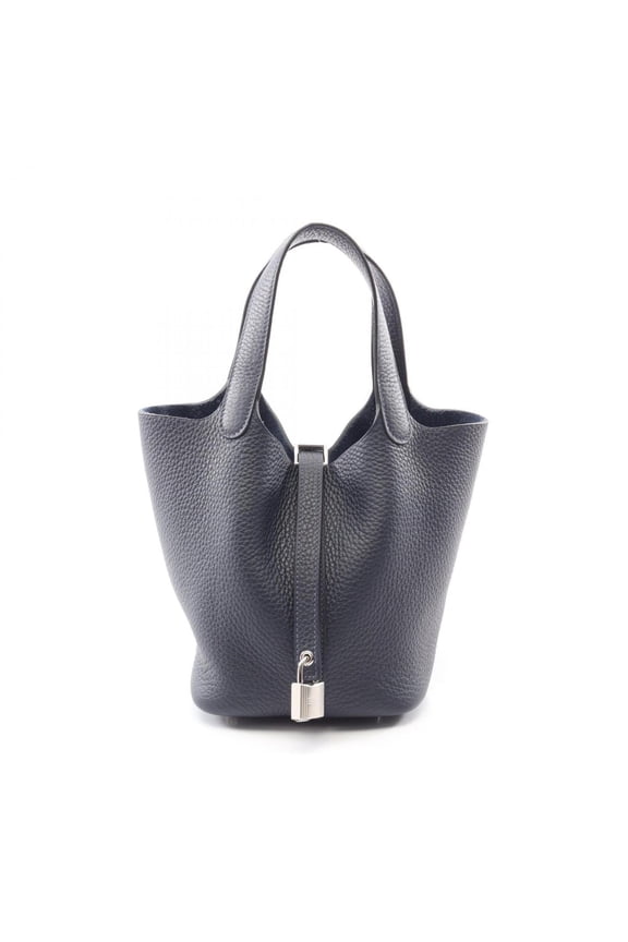 Pre-Owned Hermes Picotin Lock PM Handbag, Leather, Taurillon Clemence Women's, Navy Blue
