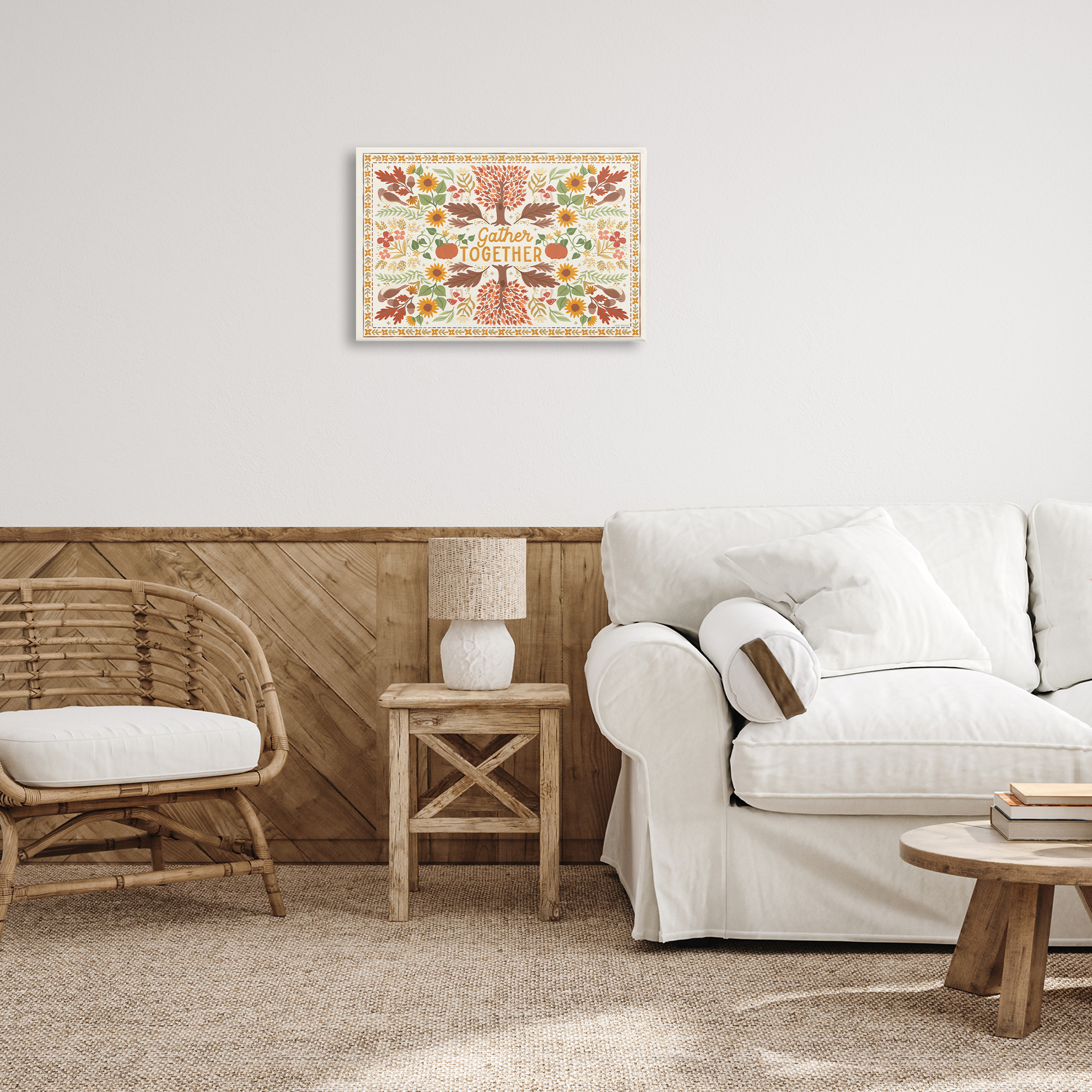 Stupell Industries Gather Together Pattern Landscape Painting Gallery Wrapped Canvas Art Prints Wall Art, 24 x 16