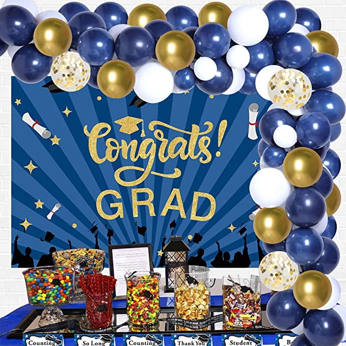 Graduation Decorations 2023 Navy Blue - Graduation Backdrop Royal Blue
