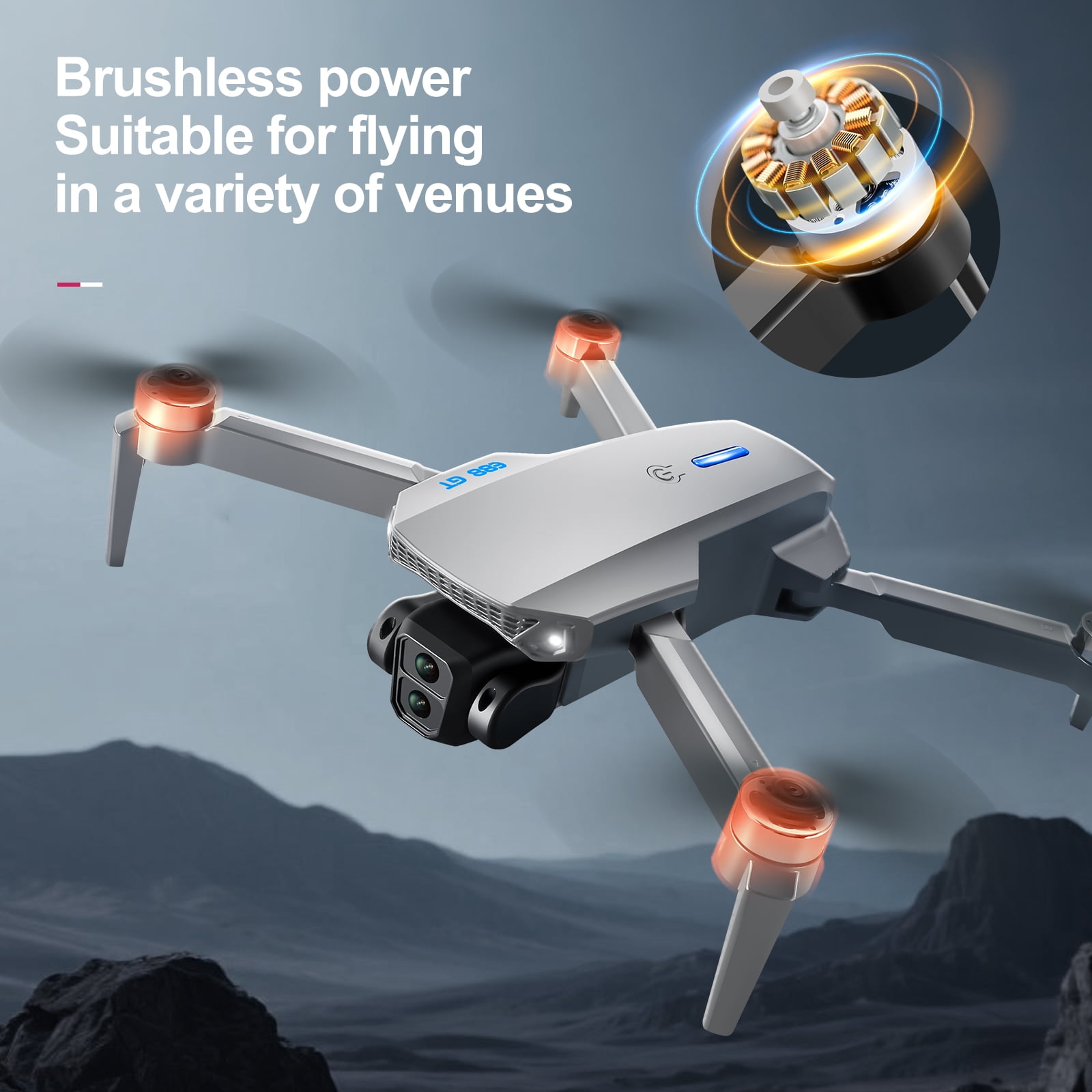 Brushless Motor RC Drones, Remote Control Screen, Optical Flow Positioning, HD Dual Cameras, 6-Ch Gyroscope, Foldable Drone Toy ,Toys Gifts,3 Battery,Black