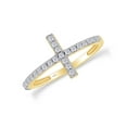 thumbnail image 2 of Round Cut Natural White Diamond Cross Band Ring For Women's In 10K Solid Yellow Gold (Color: I-J, Clarity: I2-I3, 0.02 Cttw) -9, 2 of 6