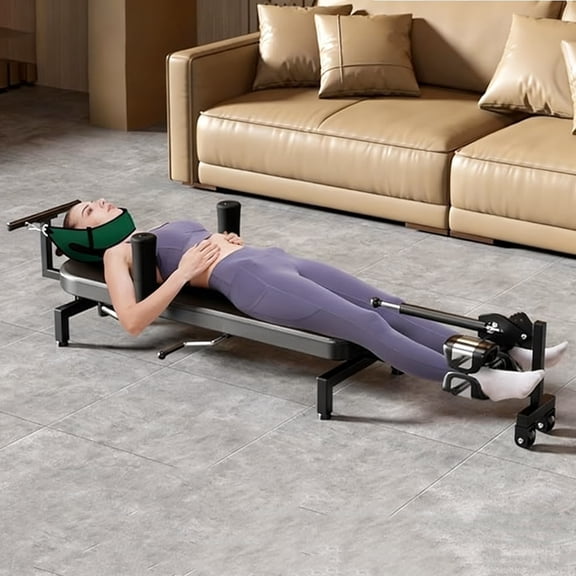Lumbar Traction Bed, Back Stretcher for Lower Back and Neck Decompression, Portable Inversion Tables Traction Device, Stretch Machine Full Body