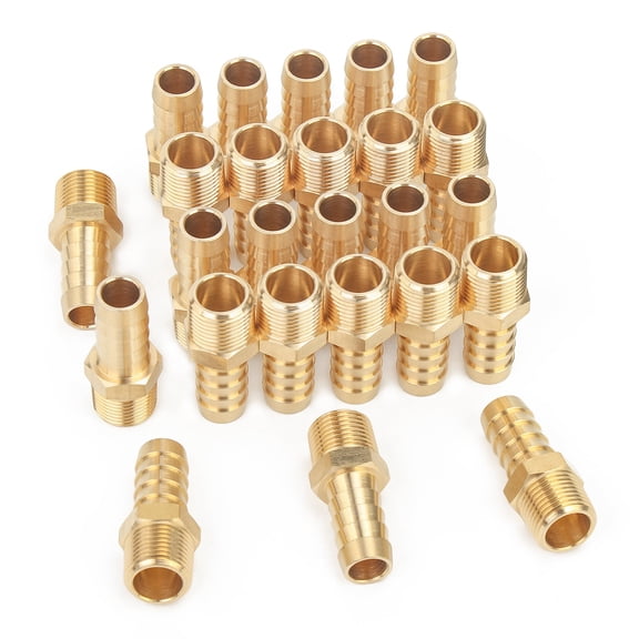LTWFITTING Brass Fitting Connector 1/2-Inch Hose Barb x 3/8-Inch NPT Male Fuel Gas Water(Pack of 25)