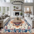 thumbnail image 3 of 5'x7' Area Rugs, Boho Orange Blue Indoor Outdoor Area Rug for Living Room Bedroom, Boho Vintage Geometric Ethnic Art Washable Bathroom Rugs Kitchen Floor Carpet Mats Home Decor Aesthetic, 3 of 8