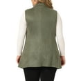 thumbnail image 3 of Agnes Orinda Veste Sans Manches pour Femmes Grande Taille Col Cranté Décontractée Utilitaire en Suède 4X Vert, 3 of 6