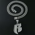 thumbnail image 2 of Hip Hop Cuban Chains Large Letters B Pendant Necklace With 13mm Miami Cuban Chain Iced Out Bling HipHop Necklaces Fashion Jewelry, 2 of 7