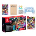 thumbnail image 1 of Nintendo Switch Mario Kart 8 Deluxe Bundle: Red/Blue Console, Mario Kart 8 & Membership, Super Bomberman R, Mytrix Wireless Pro Controller Blue Bamboo and Accessories, 1 of 8
