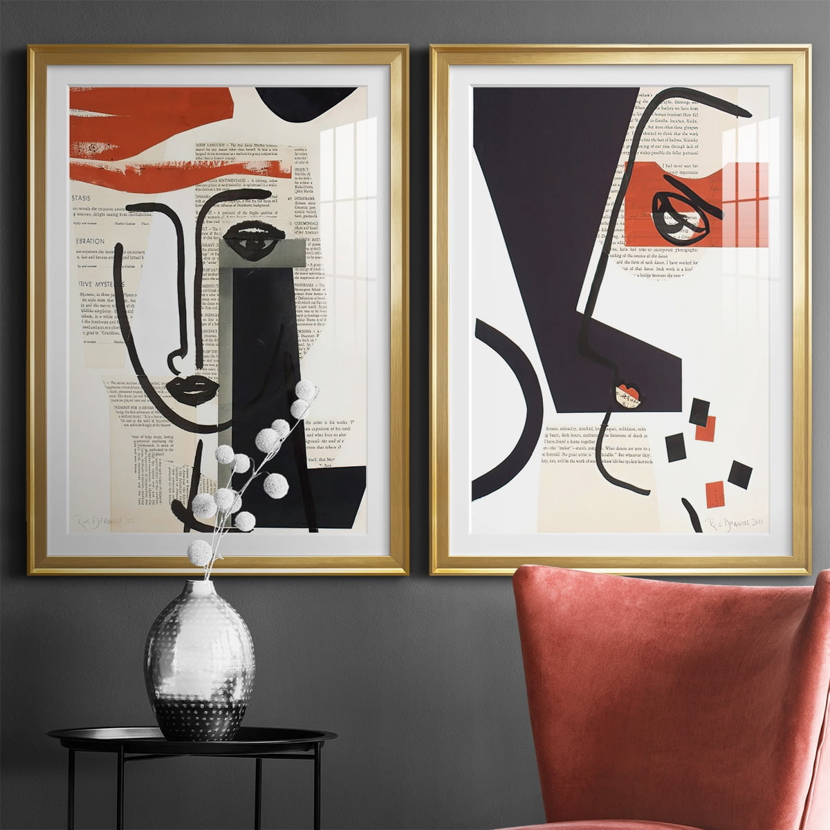 Wexford Home Faces of A Century V Premium Framed Print, 18.5" x 24.5" - Ready to Hang, Gold (Set of 2)