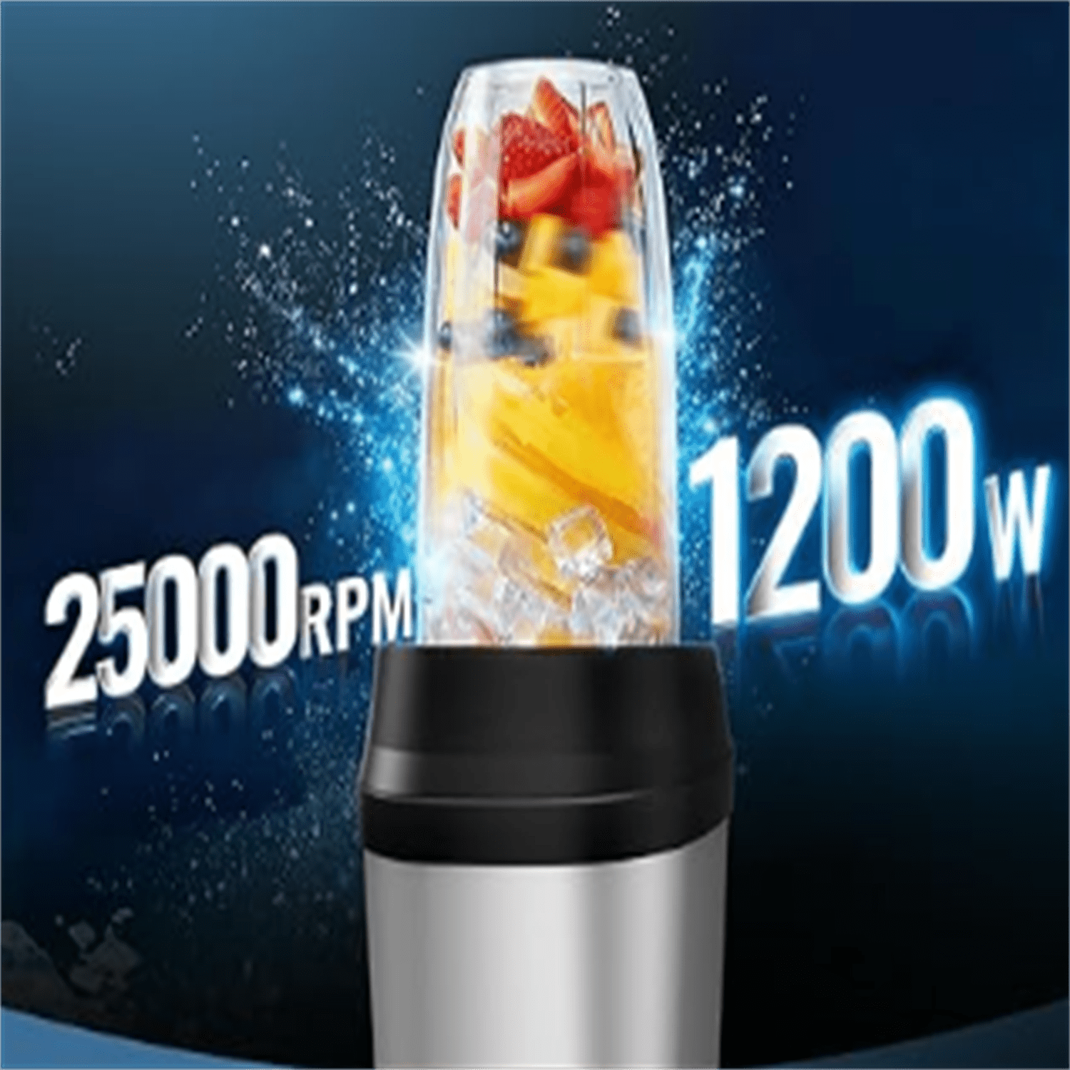 Blender for Smoothies, 1200W Smoothie Blender for Ice Crushing, Blenders with (2) 6-Fin Blades, Personal Blenders for Kitchen with 23oz, 32oz, 37oz Easy Go Cups for Juices, Silver