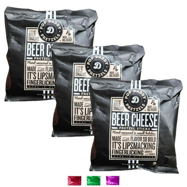 Pop Daddy Beer Cheese Pretzel Sticks, Bold Flavor Pretzels Guilt-Free Snacks for Parties Lunchboxes Healthy Gourmet On the Go Snacking 3 Oz Pack of 3 w/ Snoep in Beperkte Oplage
