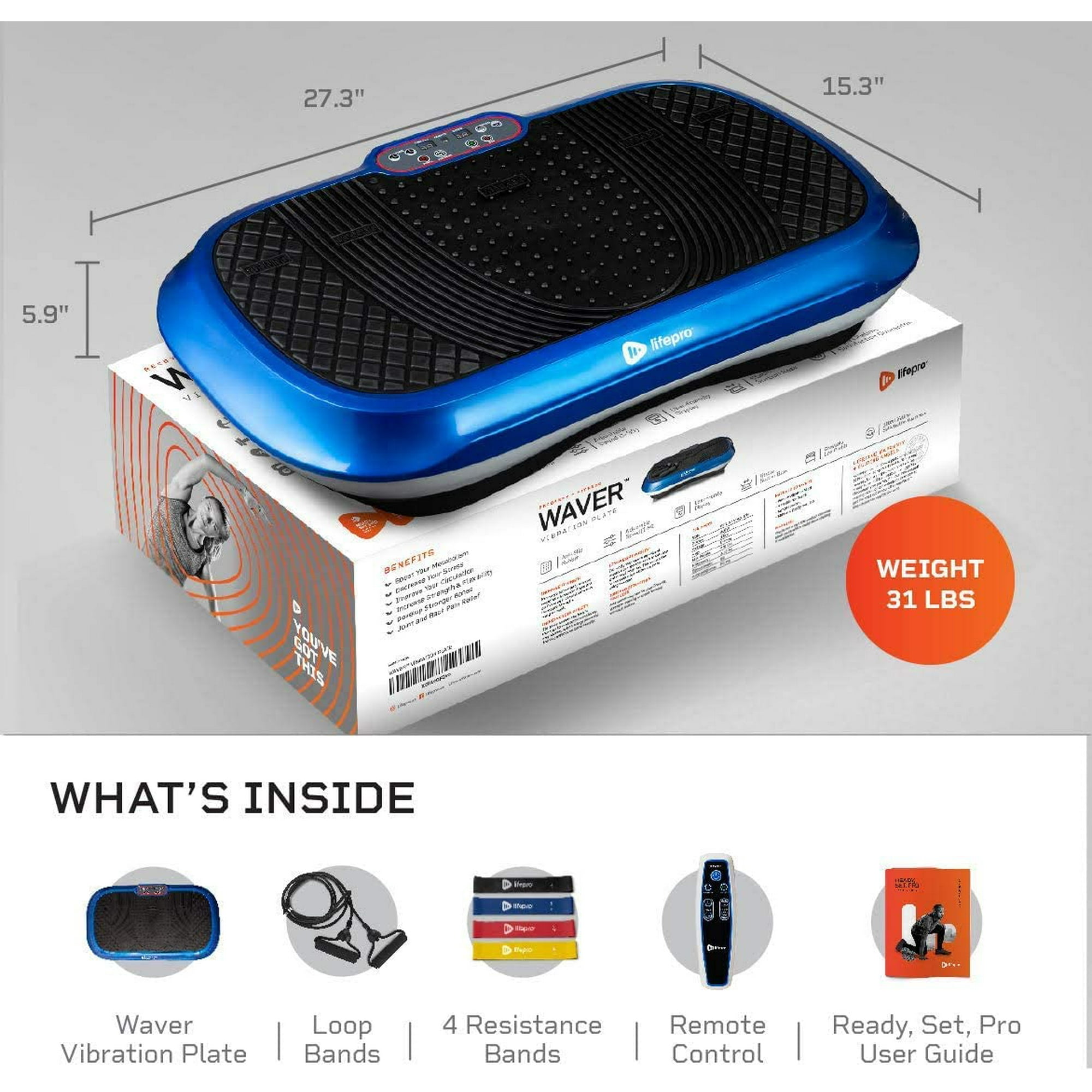 Lifepro Waver Vibration Plate Body Exercise Workout Equipment Machine Set Blue Walmart