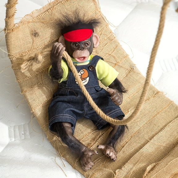 iCradle 18 Inch 45cm Realistic Reborn Monkey Dolls Baby Girl Soft Vinyl Cloth Body Soft Hair Apes Babies Nature Detailed Painting Premmie Size Collectible Art Gift for Kids 3